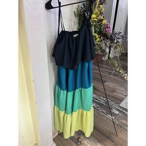 Colorblock Tiered Maxi Dress – Size Large
